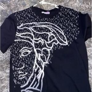 Versace Black and White Short Sleeve Graphic Tee